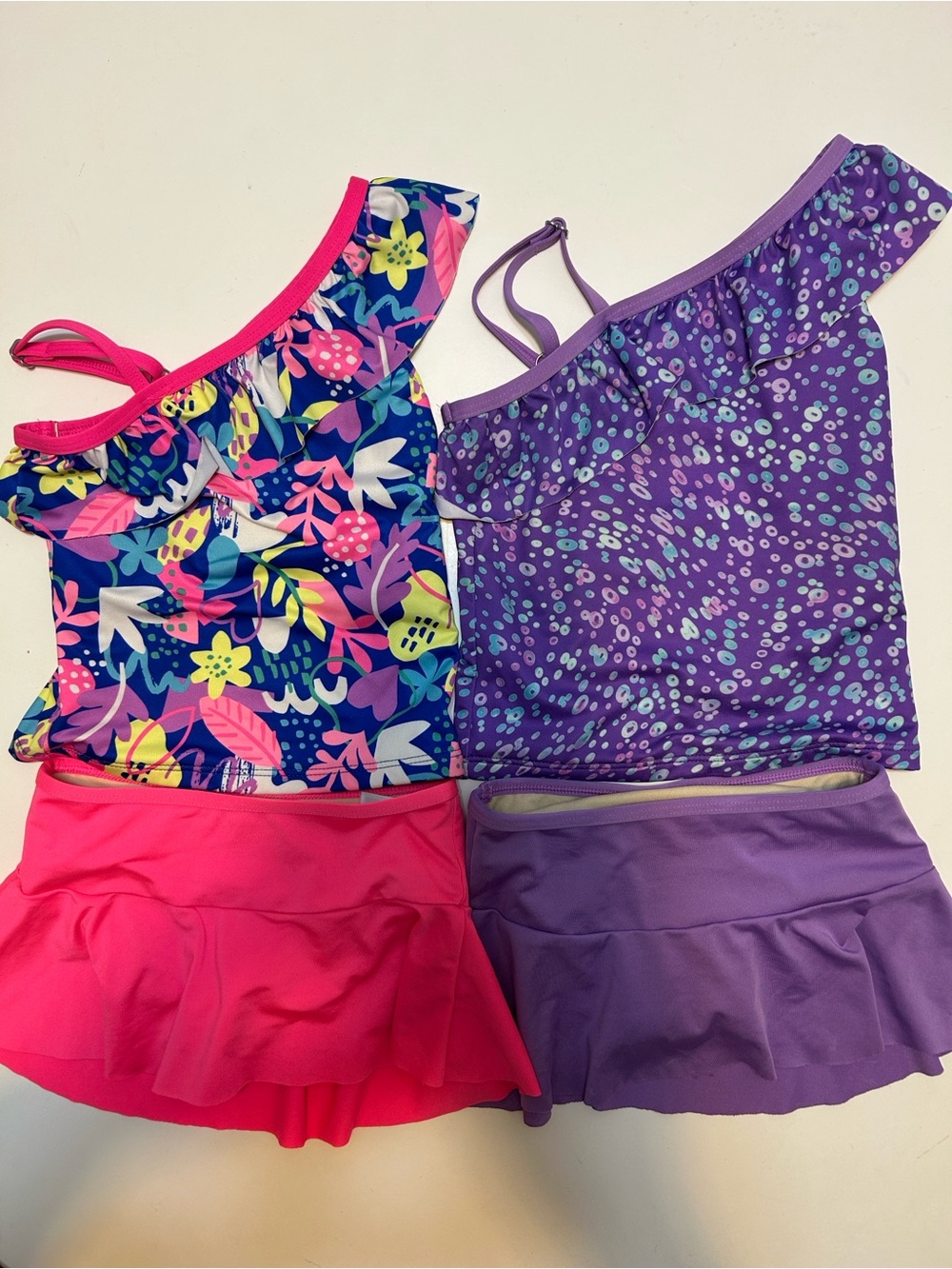 Lands’ End one shoulder two piece bathing suit lot